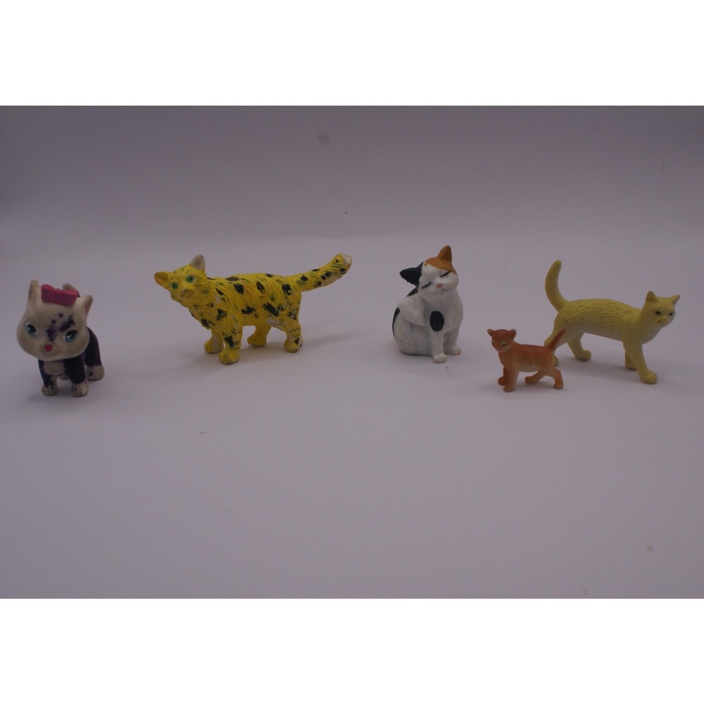 Miniature Cat Figurine Lot Safari Ltd Egyptian Mau Calico Flocked 5pc